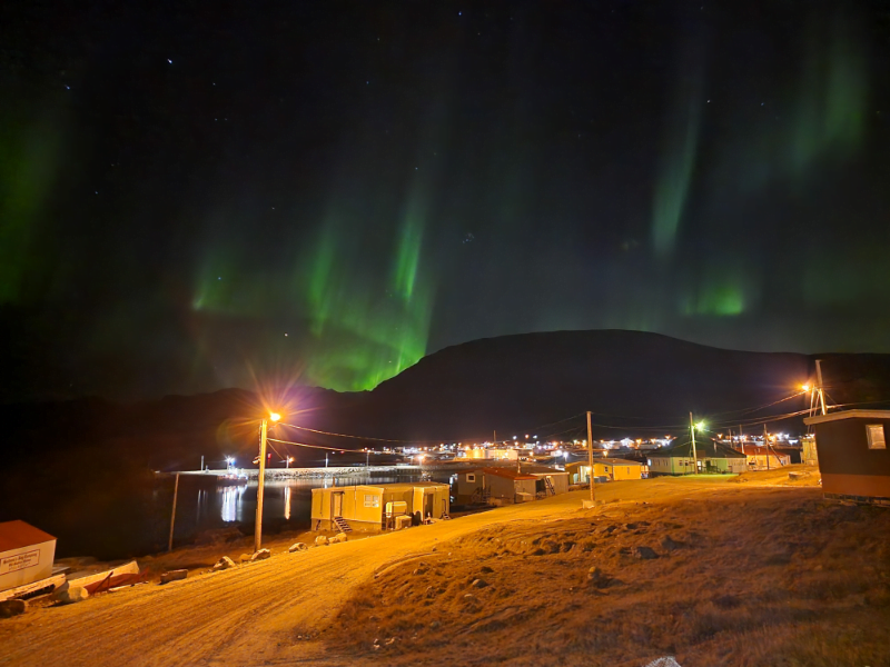 A remote northern community at night